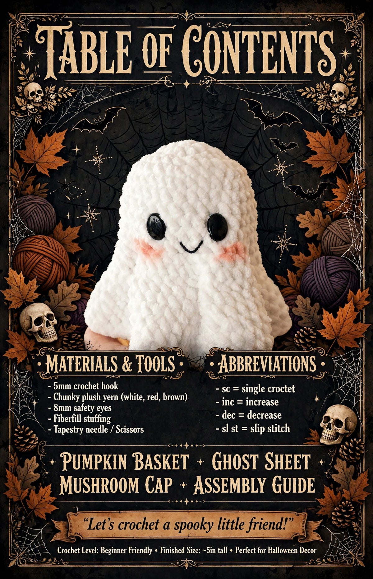 Beginner-friendly crochet ghost with mushroom hat, digital PDF download – photo 5