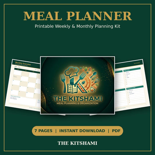 The Kitshami Meal Planner | Printable Weekly & Monthly Meal Planning Kit (PDF)